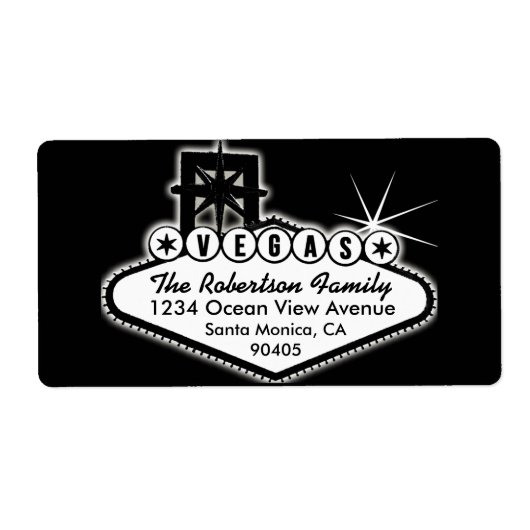 Las Vegas Teken met sterren Adres Label (Voorkant)