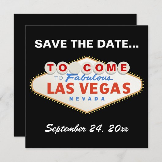 Las Vegas teken moderne bruiloft Save the Date (Voorkant / Achterkant)
