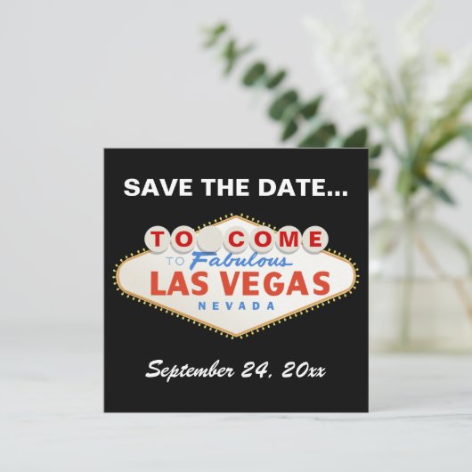 Las Vegas teken moderne bruiloft Save the Date (Staand voorkant)