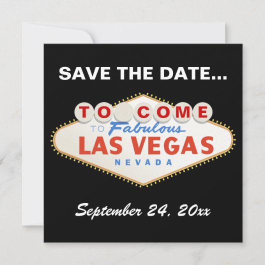 Las Vegas teken moderne bruiloft Save the Date (Voorkant)