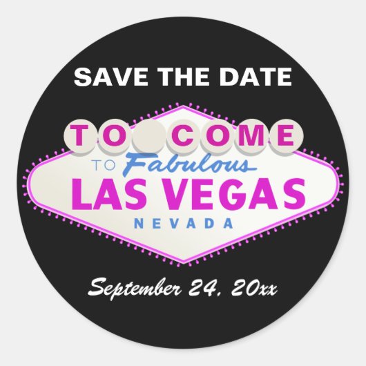 Las Vegas teken moderne bruiloft Save the Date Ronde Sticker (Voorkant)