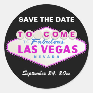 Las Vegas teken moderne bruiloft Save the Date Ronde Sticker