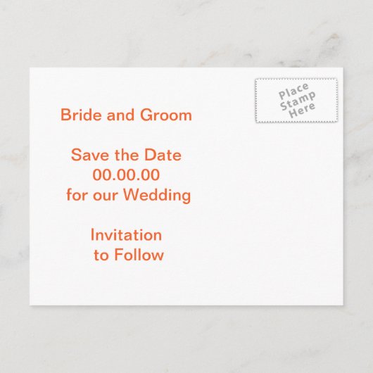 Las Vegas teken sinaasappel, zwarte bruiloft Save Aankondigingskaart (Achterkant)