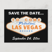 Las Vegas teken sinaasappel, zwarte bruiloft Save  Aankondigingskaart (Voorkant)
