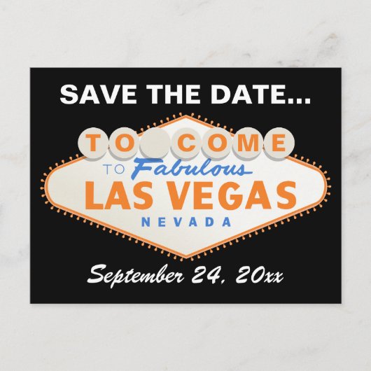 Las Vegas teken sinaasappel, zwarte bruiloft Save  Aankondigingskaart (Voorkant)