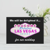 Las Vegas tekent hete roze huwelijksuitnodiging Kaart (Staand voorkant)