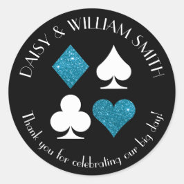 Las Vegas Thema Aangepaste tekst Malibu Blue Glitt Ronde Sticker