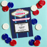 Las Vegas thema Bachelor Party Custom Kaart<br><div class="desc">Gestyled na Las Vegas neon ondertekent deze aangepaste vrijgezellenfeest uitnodiging is klaar om te worden aangepast met de naam van de gelukkige bruidegom en al uw aangepaste partij details, want wat er gebeurt op uw vrijgezellenfeest blijft op uw vrijgezellenfeest. Het is perfect voor vrijgezellenfeesten in Vegas of in elk casino....</div>