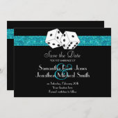 Las Vegas Thema Bewaar de datum Blauwgroen Faux Gl Save The Date (Voorkant / Achterkant)
