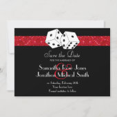 Las Vegas Thema Bewaar de datum Red Faux Glitter Save The Date (Voorkant)