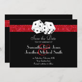 Las Vegas Thema Bewaar de datum Red Faux Glitter Save The Date (Voorkant / Achterkant)