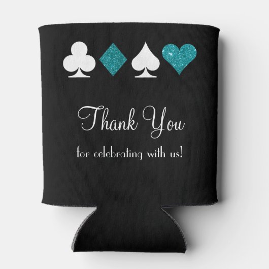 Las Vegas thema bruiloft gunst Blauwgroen zwart Blikjeskoeler (Achterkant)