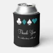 Las Vegas thema bruiloft gunst Blauwgroen zwart Blikjeskoeler (Blikje Achterkant)