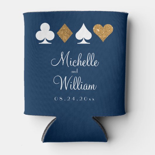 Las Vegas thema bruiloft Koelbox goud marine blauw Blikjeskoeler (Voorkant)