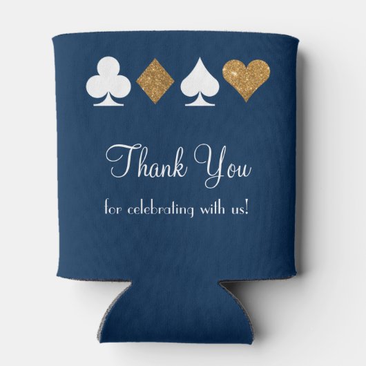 Las Vegas thema bruiloft Koelbox goud marine blauw Blikjeskoeler (Achterkant)