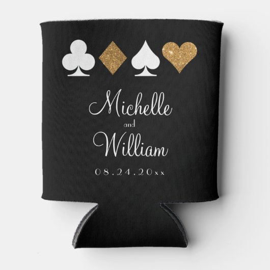 Las Vegas thema bruiloft Koelbox goud zwart Blikjeskoeler (Voorkant)