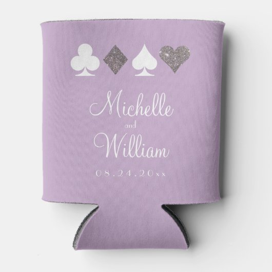 Las Vegas thema bruiloft Koelbox zilver Paarse Blikjeskoeler (Voorkant)