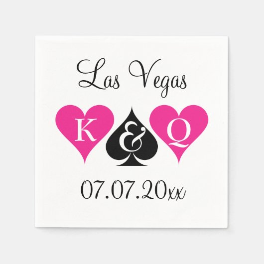Las Vegas thema bruiloft servetten met monogram (Voorkant)