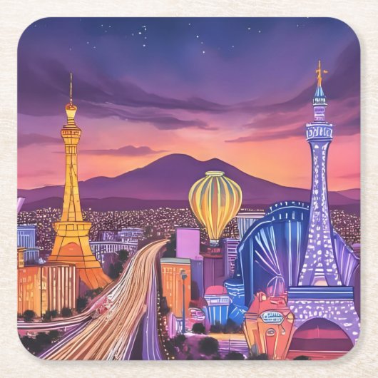 Las Vegas Thema Feest Onderzetters (Voorkant)
