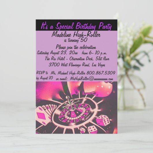 Las Vegas Theme Birthday Party Kaart (Staand voorkant)