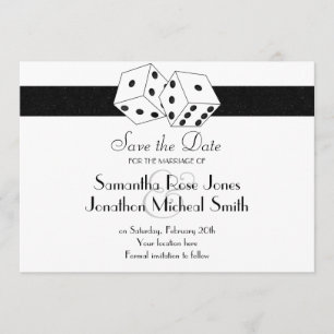Las Vegas Theme Save the Date Wit en Zwart