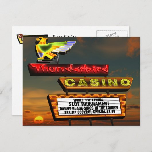Las Vegas Thunderbird Retro Neon Sign Briefkaart (Voorkant / Achterkant)