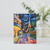 Las Vegas Travel Van Gogh Style Casino Night City Briefkaart (Staand voorkant)