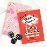 Las Vegas Trouwbord Mod Retro Kaart<br><div class="desc">Vet en Helder Bruiloft in Las Vegas Teken met leuke lettertypen met een mod retro vibe. Kenmerken Vegas teken en hart dobbelstenen met funky kleuren van roze, rood, sinaasappel en zeer licht romig wit. Perfect voor een snelle bruiloft of een all out Vegas feest! Alle bewoordingen kunnen worden gewijzigd behalve...</div>