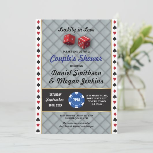 Las Vegas Trouwcasino Koppels feestje Verloving Kaart (Staand voorkant)