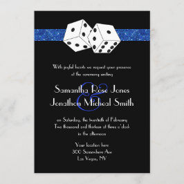 Las Vegas Trouwdobbelstenen Royal Blue Faux Glitte Kaart