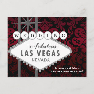LAS VEGAS TROUWEN Damask Save the Date Postkaart Aankondigingskaart