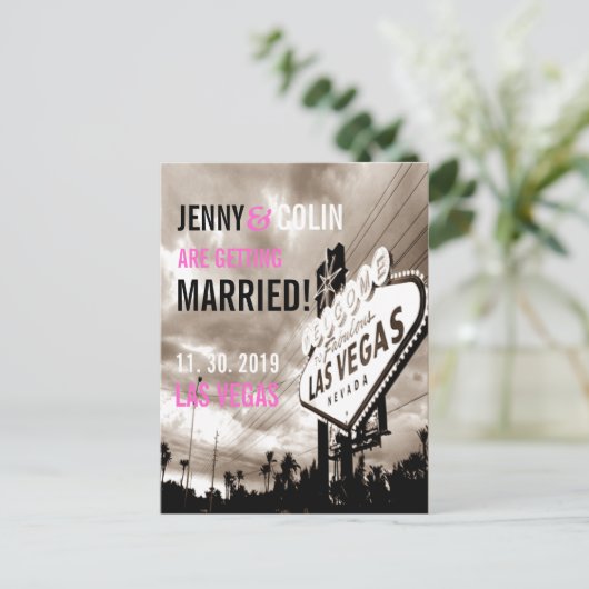 Las Vegas trouwfoto bewaar de datum Aankondigingskaart (Staand voorkant)