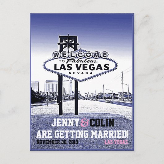 Las Vegas trouwfoto bewaar de datum Aankondigingskaart (Voorkant)