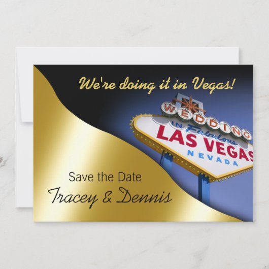 Las Vegas Trouwkaart met datum aankondiging (Voorkant)