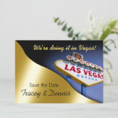 Las Vegas Trouwkaart met datum aankondiging (Staand voorkant)