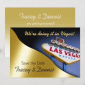Las Vegas Trouwkaart met datum aankondiging (Voorkant / Achterkant)