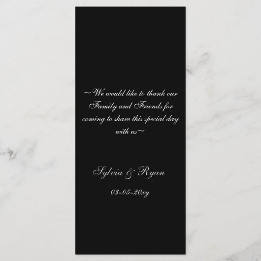 Las vegas trouwmenkkaarten menu (Achterkant)