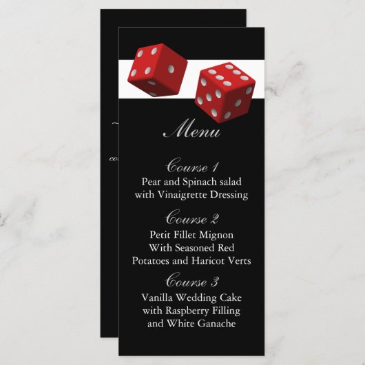 Las vegas trouwmenkkaarten menu (Voorkant / Achterkant)