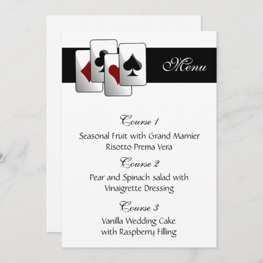 Las vegas trouwmenkkaarten menu (Voorkant / Achterkant)