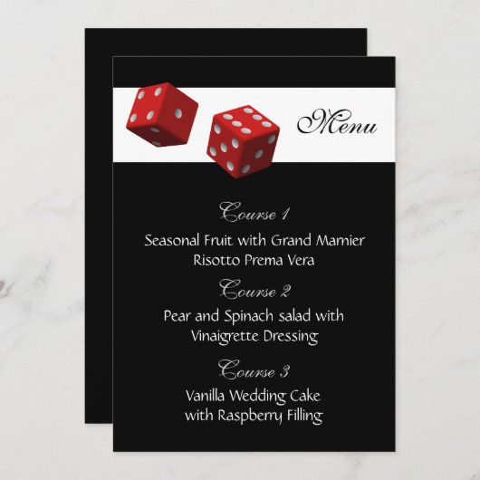 Las vegas trouwmenkkaarten menu (Voorkant / Achterkant)