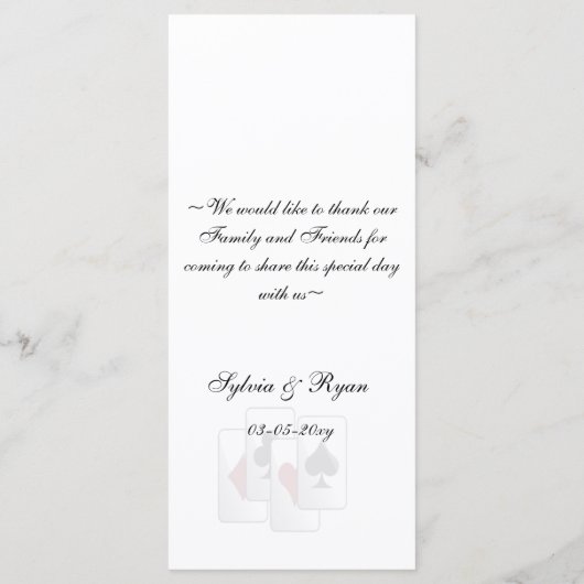 Las vegas trouwmenkkaarten menu (Achterkant)