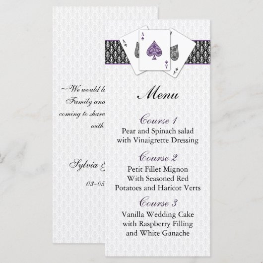 Las vegas trouwmenkkaarten menu (Voorkant / Achterkant)