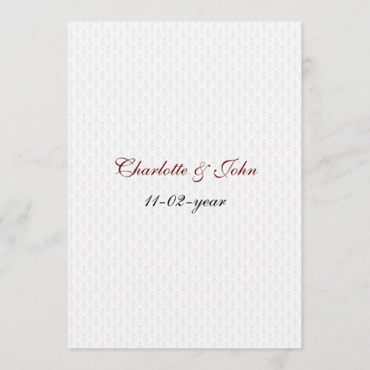 Las vegas trouwmenkkaarten menu (Achterkant)