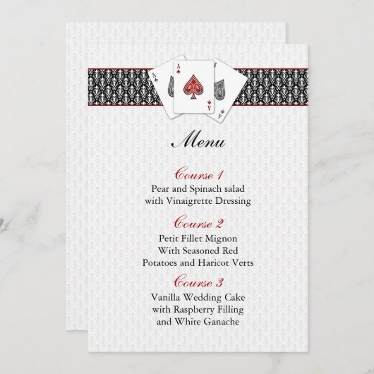 Las vegas trouwmenkkaarten menu (Voorkant / Achterkant)
