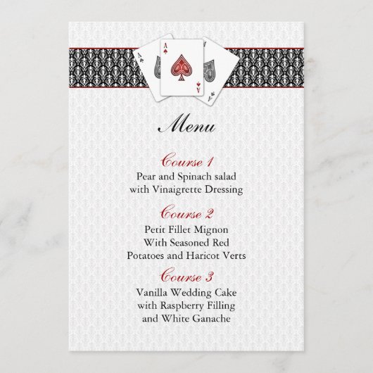 Las vegas trouwmenkkaarten menu (Voorkant)