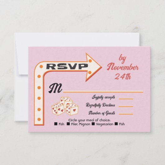 Las Vegas Trouwpijl teken rsvp reactie kaarten (Voorkant)