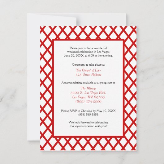 Las Vegas Tweeharten Huwelijk Save The Date (Achterkant)