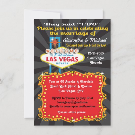Las Vegas Uitnodigingen voor de bruiloftsreceptie  (Voorkant)