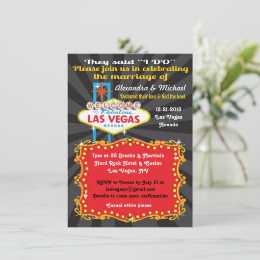 Las Vegas Uitnodigingen voor na de bruiloft recept (Staand voorkant)