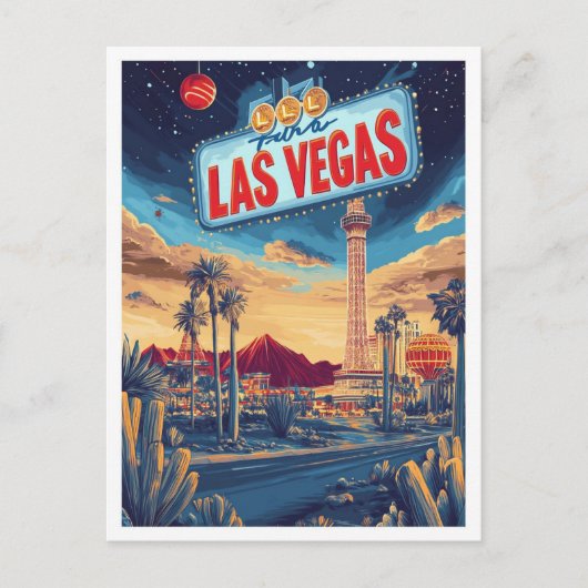 Las Vegas USA Art  Illustratie Reizen Briefkaart (Voorkant)